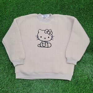 Hello Kitty Boa Sherpa Fleece Sweatshirt Womens Large 24x26 Baggy